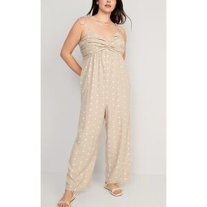 Old Navy NWT Linen Blend Tie Shoulder Jumpsuit Size L